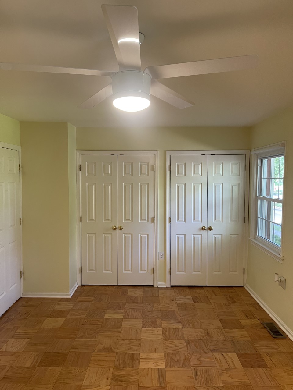 Upstairs Master bedroom with brand new ceiling Fan with remote control